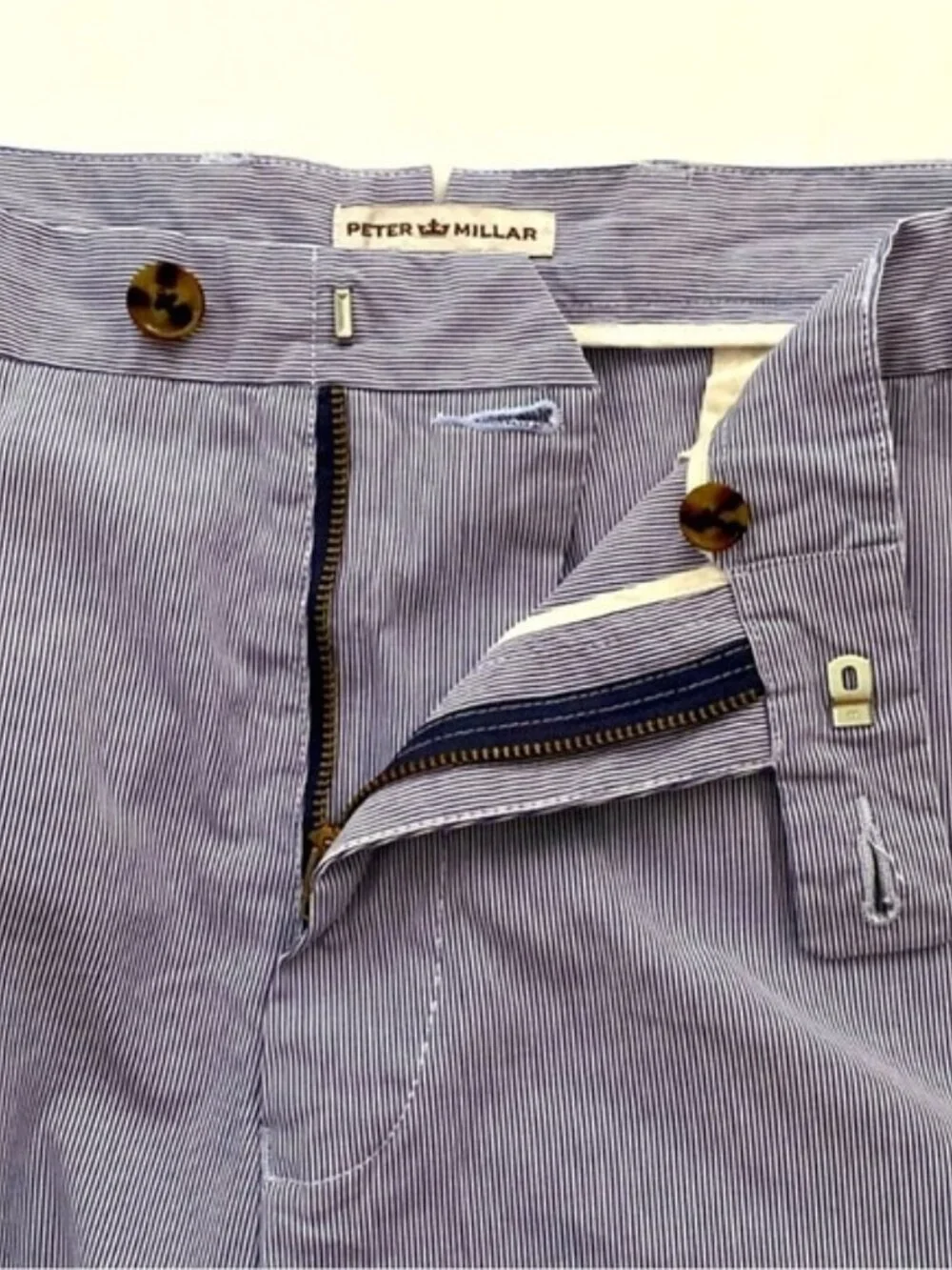 Peter Millar Man’s Shorts 9” Pinstripe Cotton-Blend Shorts  size 38